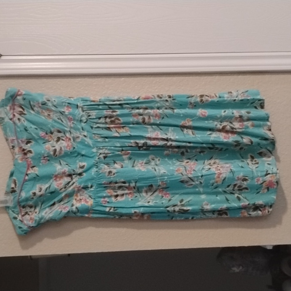 Xhilaration Strapless Turquoise Floral Dress